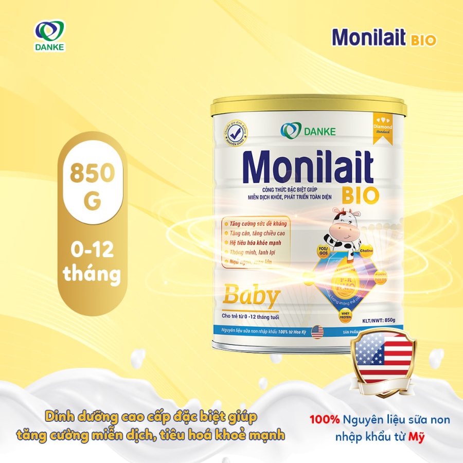 sữa monilait bio baby hỗ trợ chống bón cho trẻ sơ sinh